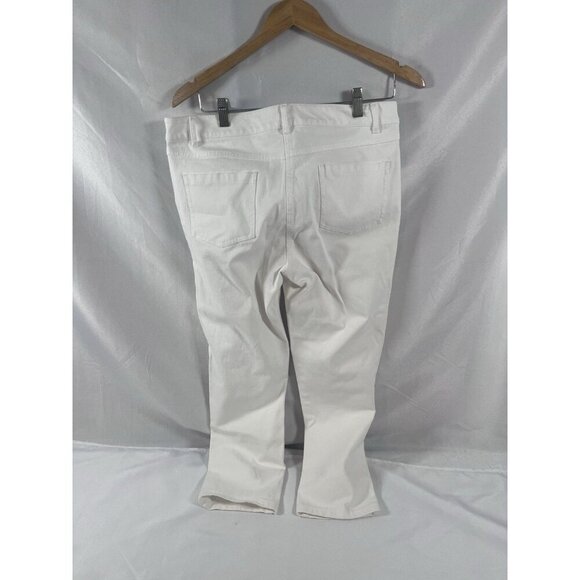 J. McLaughlin Jeans White Stretch Denim Crop Gold Hardware Size 12 Coastal - Picture 2 of 7